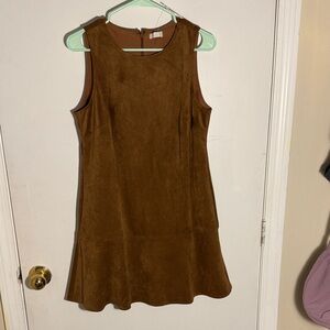 Brown Suede Sleeveless Dress